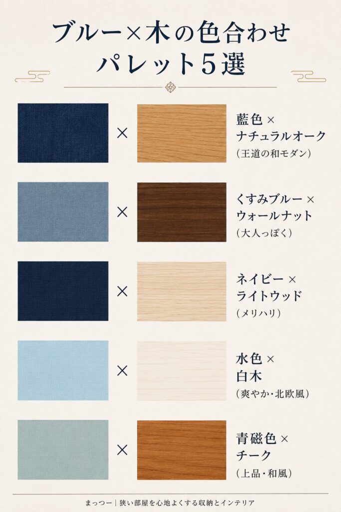 くすみブルーの色合わせパレット