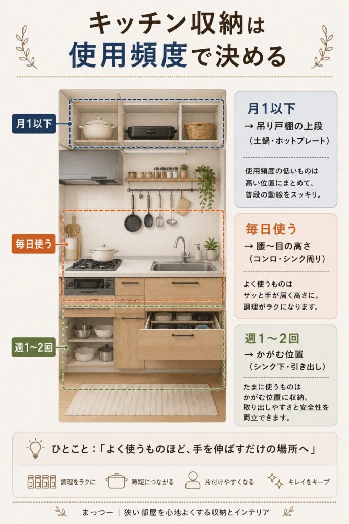 キッチン収納の使用頻度別の置き場所マップ