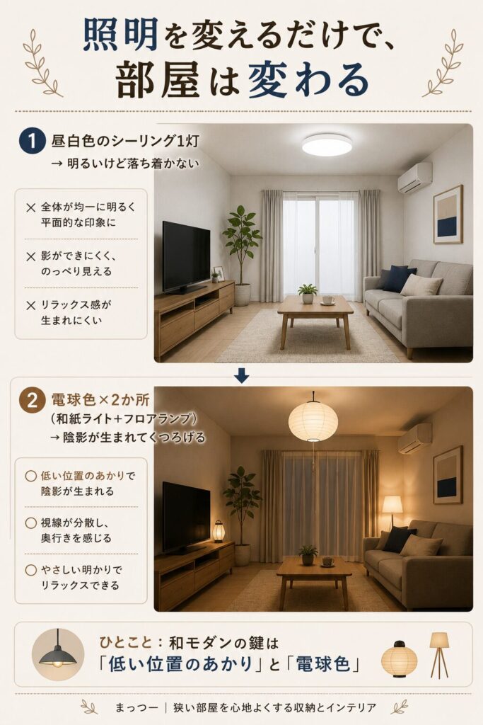照明を変えて和モダンな部屋をつくる方法